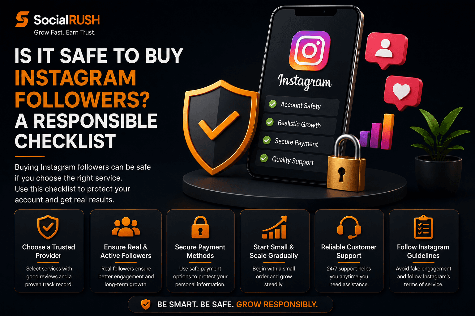 Safe Instagram followers checklist with public link ordering and account protection
